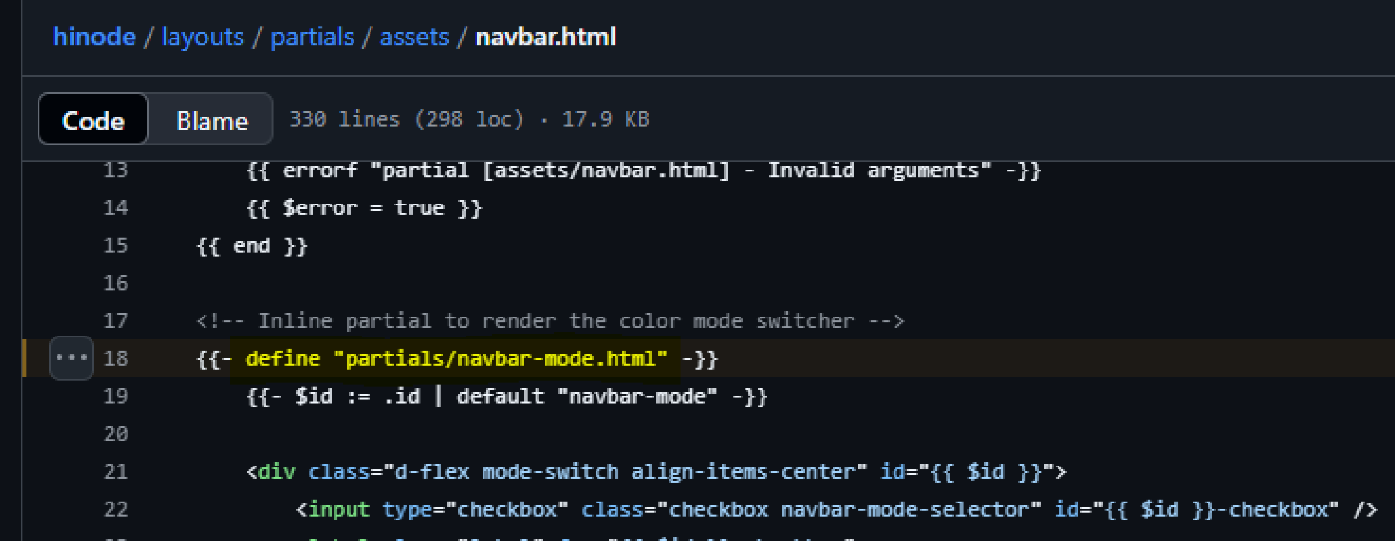 navbar-mode define